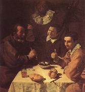 VELAZQUEZ, Diego Rodriguez de Silva y The three man beside the table oil painting